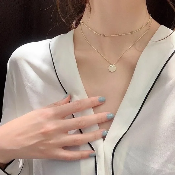 New 18K Gold Vermeil Sterling Silver 925 Layered Necklace - Picture 2 of 5